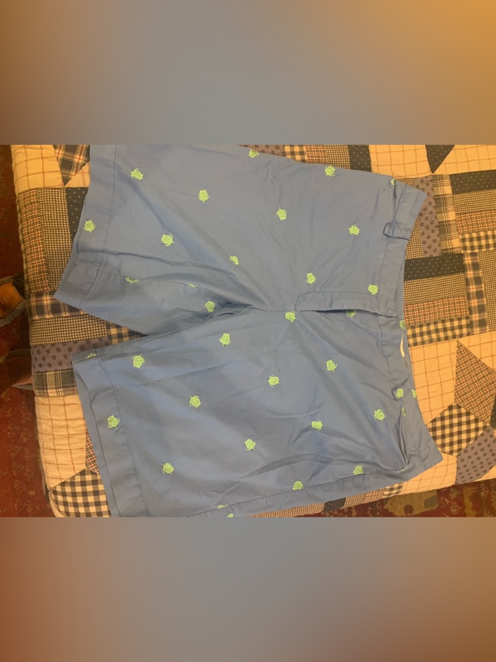 Talbots Light Blue Embroidered Green Turtle Women's Bermuda Shorts - Picture 2 of 9